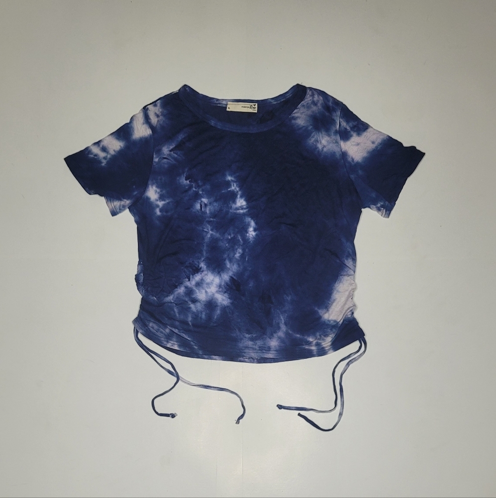 Forever Rose Womens Top Size XL Blue Tie Dye Shirt Stretch